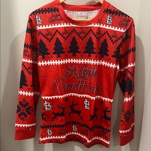Festive ST Louis Cardinal pajama set. Unisex Long Sleeve Tee and bottoms